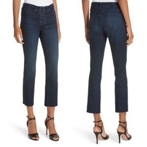 Veronica Beard Lace-Up Baby Boot Jeans Statement Designer Denim Midnight Was